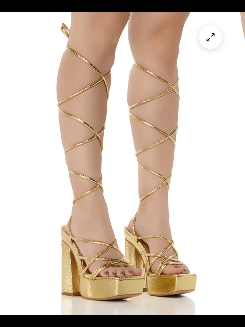 Gold Lace-Up Platform Heels for Women